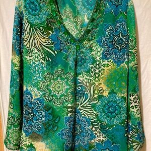 Raviya Blouse size L Green with Gems